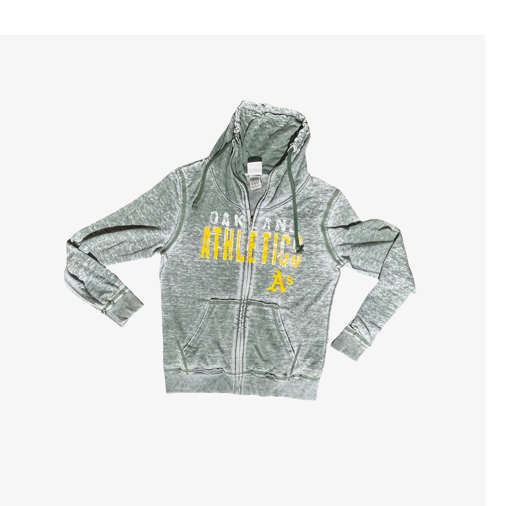5th & Ocean Oakland Athletics MLB Full Zip Burnout Hoodie Green Womens L